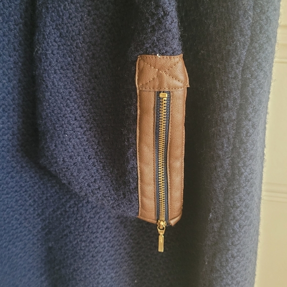 Sail to Sable Wool-Cashmere Tunic Dress with Faux Leather Trim Sz Large - Picture 4 of 8